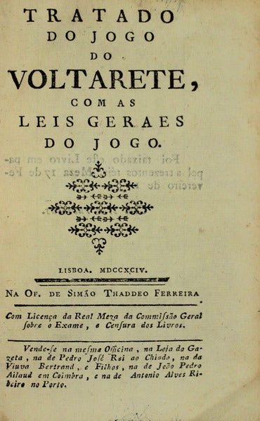 TRATADO DO JOGO DO VOLTARETE, [1794]