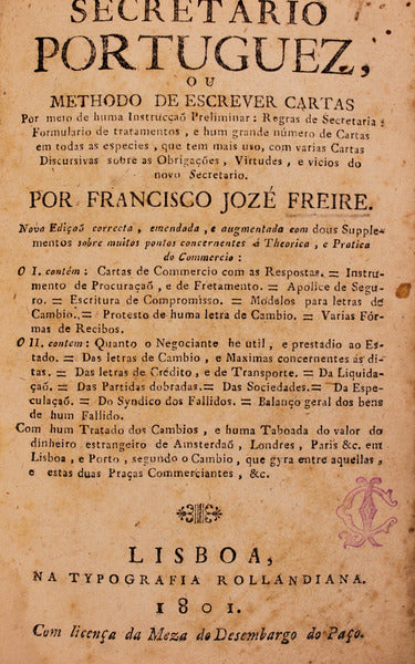 SECRETARIO PORTUGUEZ, OU METHODO DE ESCREVER CARTAS,