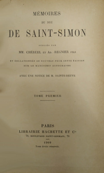 MÃ‰MOIRES DU DUC DE SAINT-SIMON