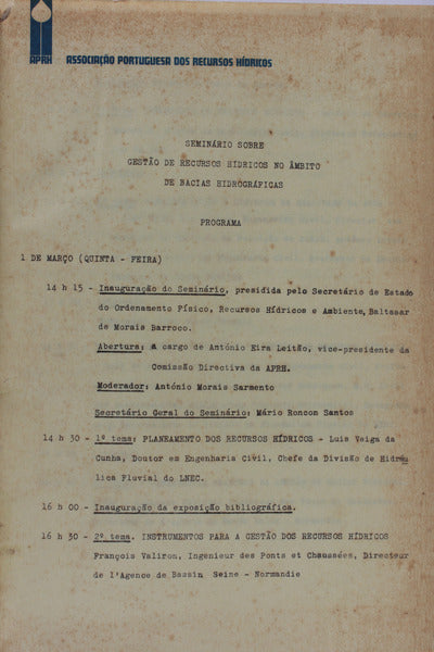 SEMINÃRIO SOBRE GESTÃƒO DE RECURSOS HÃDRICOS NO Ã‚MBITO DE BACIAS HIDROGRÃFICAS.