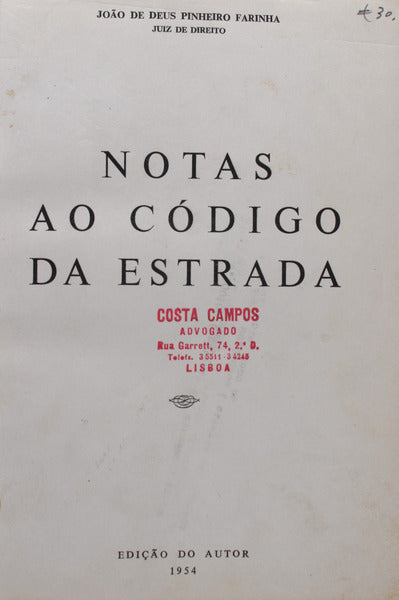 NOTAS AO CÃ“DIGO DA ESTRADA.