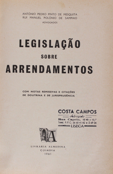 LEGISLAÃ‡ÃƒO SOBRE ARRENDAMENTOS.