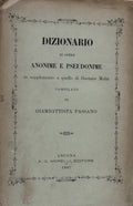 DIZIONARIO DI OPERE ANONIME E PSEUDONIME.