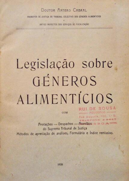LEGISLAÃ‡ÃƒO SOBRE GÃ‰NEROS ALIMENTÃCIOS.