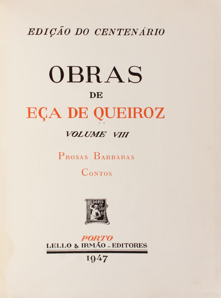 PROSAS BARBARAS. CONTOS. [OBRAS VIII]