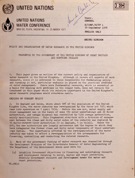 CONFERÃŠNCIA DAS NAÃ‡Ã•ES UNIDAS SOBRE A ÃGUA [1977]