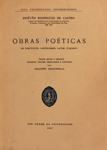 OBRAS POÃ‰TICAS EM PORTUGUÃŠS, CASTELHANO, LATIM, ITALIANO.