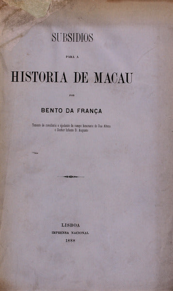 SUBSÃDIOS PARA A HISTÃ“RIA DE MACAU.