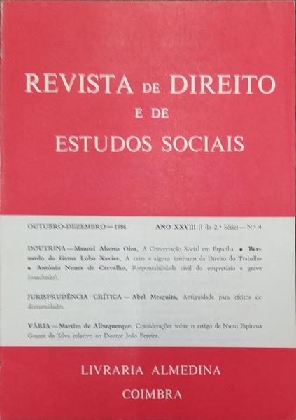 REVISTA DE DIREITO E DE ESTUDOS SOCIAIS. [1986]
