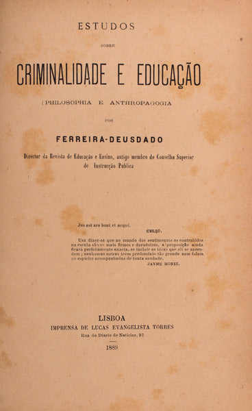 ESTUDOS SOBRE CRIMINALIDADE E EDUCAÃ‡ÃƒO.
