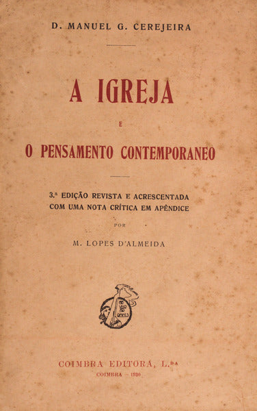 A IGREJA E O PENSAMENTO CONTEMPORÃ‚NEO: I - O FACTO RELIGIOSO.