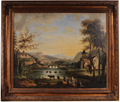 LANDSCAPE AT THE RHINE RIVER - OIL ON CANVAS - 19th CENTURY.