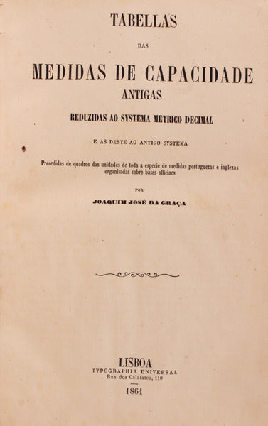 TABELLAS DAS MEDIDAS DE CAPACIDADE ANTIGAS REDUZIDAS AO SYSTEMA METRICO-DECIMAL E AS Dâ€™ESTE AO ANTIGO SYSTEMA (Lisboa, SantarÃ©m e Leiria).)