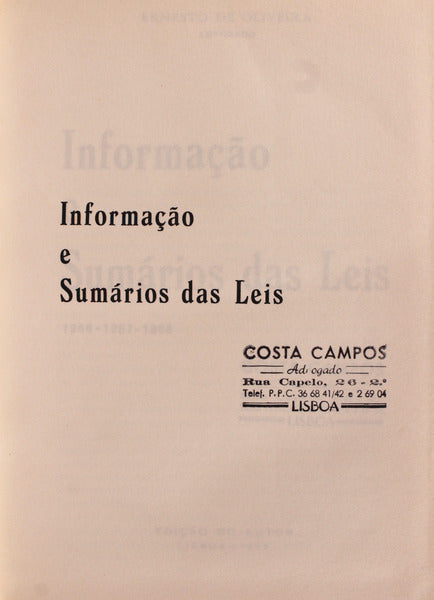 INFORMAÃ‡ÃƒO E SUMÃRIOS DAS LEIS.