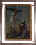 OIL ON CANVAS - DOUBLE ICON - PROCESSION BANNER. 18th Century.