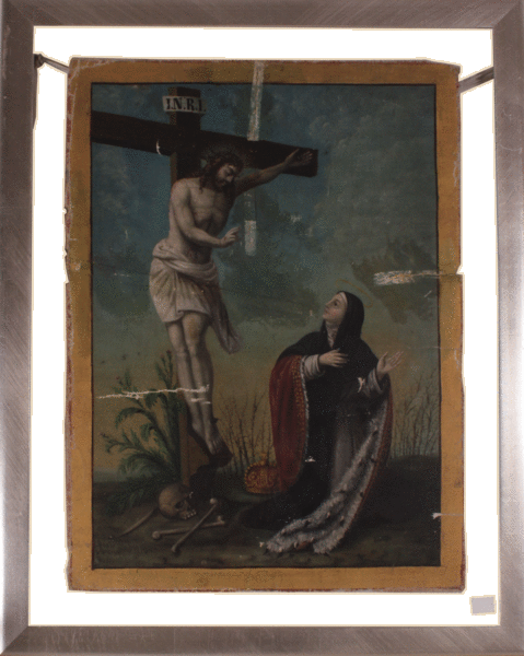 OIL ON CANVAS - DOUBLE ICON - PROCESSION BANNER. 18th Century.