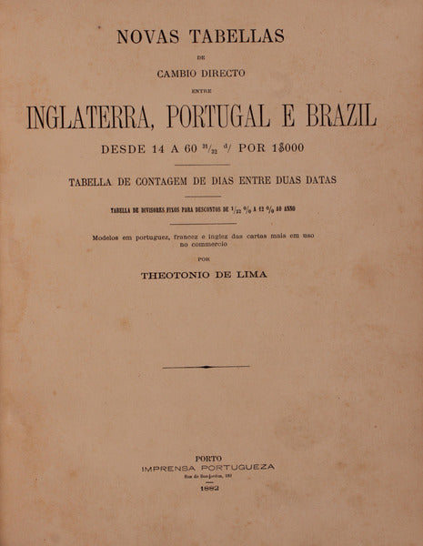 NOVAS TABELLAS DE CAMBIO DIRECTO ENTRE INGLATERRA, PORTUGAL E BRAZIL.