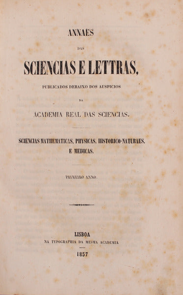 ANNAES DAS SCIENCIAS E LETTRAS.