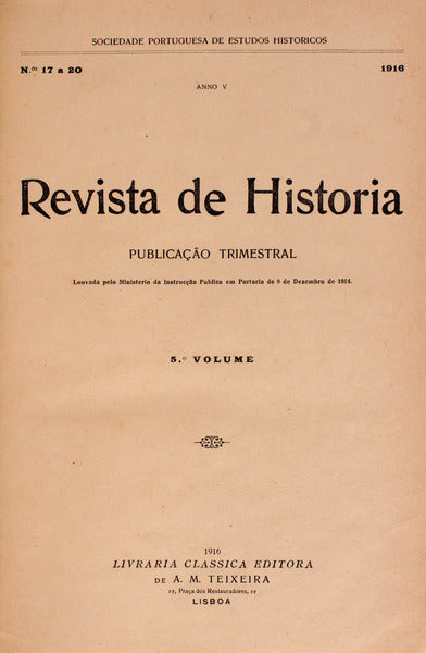 REVISTA DE HISTORIA. PublicaÃ§Ã£o Trimestral.