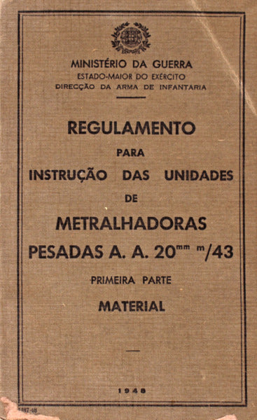 REGULAMENTO PARA INSTRUÃ‡ÃƒO DAS UNIDADES DE METRALHADORAS PESADAS A. A. 20MM M/43. Material.