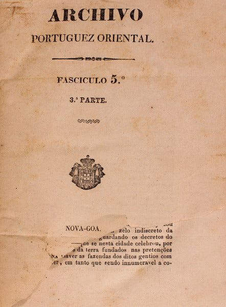 ARCHIVO PORTUGUEZ ORIENTAL, FASCICULO 5Âº.