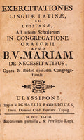 EXERCICIOS DA LINGUA LATINA E PORTUGUEZA, EXERCITATIONES LINGUAE LATINAE AC LUSITANAE.