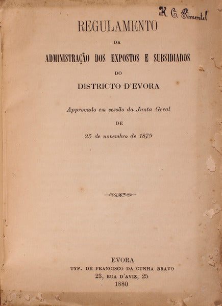 REGULAMENTOS DA CÃ‚MARA MUNICIPAL DE Ã‰VORA [9 FOLHETOS].