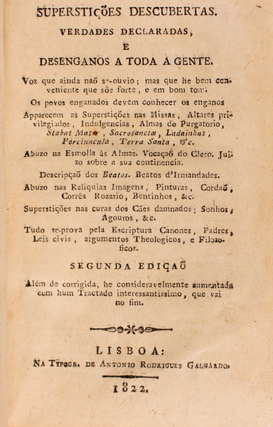 SUPERSTIÃ‡Ã•ES DESCUBERTAS, VERDADES DECLARADAS E DESENGANOS A TODA A GENTE.
