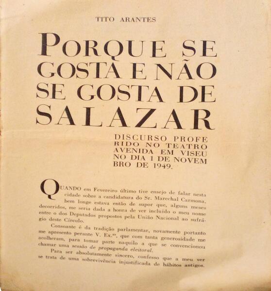 PORQUE SE GOSTA E NÃƒO SE GOSTA DE SALAZAR.