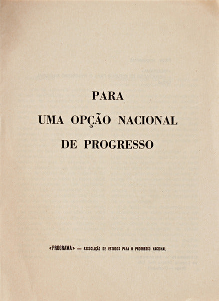 PARA UMA OPÃ‡ÃƒO NACIONAL DE PROGRESSO.