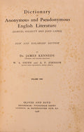DICTIONARY OF ANONYMOUS AND PSEUDONYMOUS ENGLISH LITERATURE