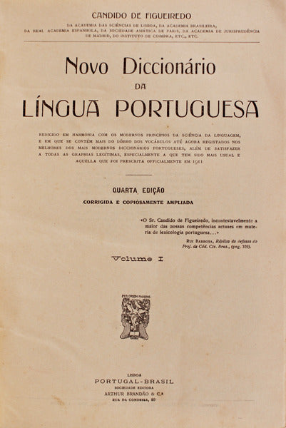 NOVO DICCIONÃRIO DA LÃNGUA PORTUGUÃŠSA. [4.Âª EDIÃ‡ÃƒO]