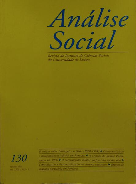 ANÃLISE SOCIAL, REVISTA DO INSTITUTO DE CIÃŠNCIAS SOCIAIS DA UNIVERSIDADE DE LISBOA, N.Âº 130, 1995.