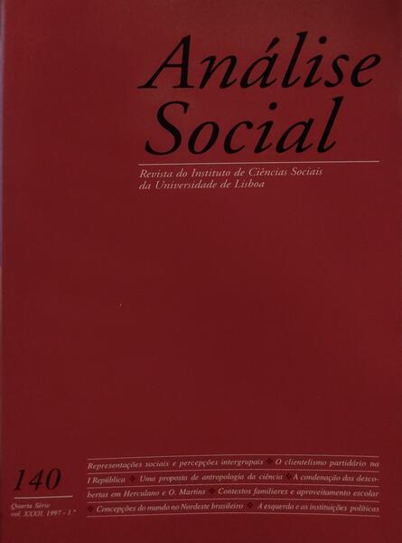 ANÃLISE SOCIAL, REVISTA DO INSTITUTO DE CIÃŠNCIAS SOCIAIS DA UNIVERSIDADE DE LISBOA, N.Âº 140, 1997.