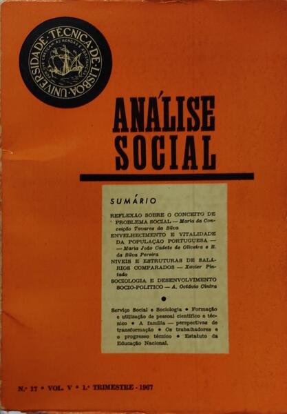 ANÃLISE SOCIAL, REVISTA DO GABINETE DE INVESTIGAÃ‡Ã•ES SOCIAIS, N.Âº 017, 1967.