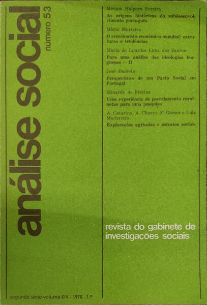 ANÃLISE SOCIAL, REVISTA DO GABINETE DE INVESTIGAÃ‡Ã•ES SOCIAIS, N.Âº 053, 1978.