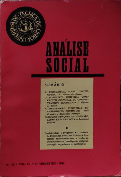 ANÃ?LISE SOCIAL, REVISTA DO GABINETE DE INVESTIGAÇÕES SOCIAIS, N.º 15, 1966.