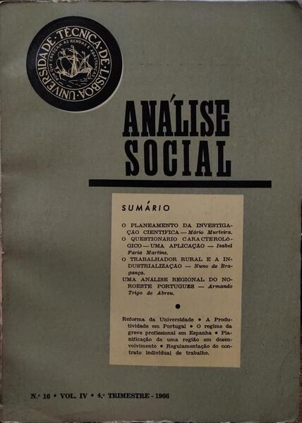 ANÃLISE SOCIAL, REVISTA DO GABINETE DE INVESTIGAÃ‡Ã•ES SOCIAIS, N.Âº 016, 1966.