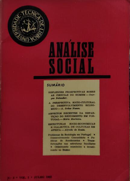 ANÃLISE SOCIAL, REVISTA DO GABINETE DE INVESTIGAÃ‡Ã•ES SOCIAIS, N.Âº 003, 1963.