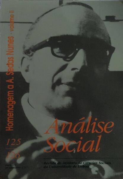 ANÃLISE SOCIAL, REVISTA DO INSTITUTO DE CIÃŠNCIAS SOCIAIS DA UNIVERSIDADE DE LISBOA, N.Âº 125-126, 1994.