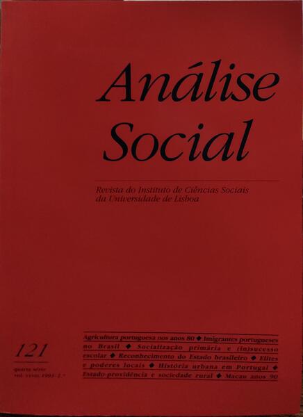 ANÃLISE SOCIAL, REVISTA DO INSTITUTO DE CIÃŠNCIAS SOCIAIS DA UNIVERSIDADE DE LISBOA, N.Âº 121, 1993.