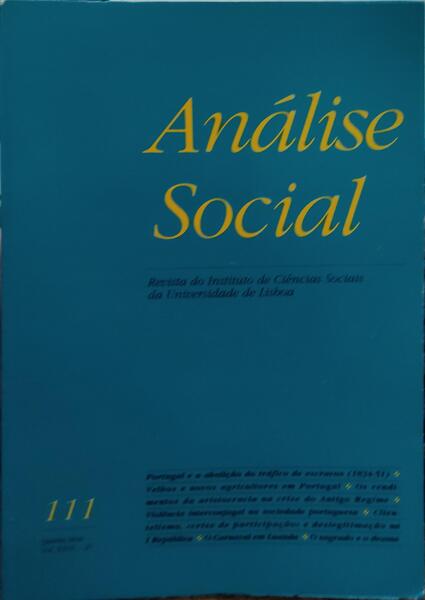 ANÃLISE SOCIAL, REVISTA DO INSTITUTO DE CIÃŠNCIAS SOCIAIS DA UNIVERSIDADE DE LISBOA, N.Âº 111, 1991.