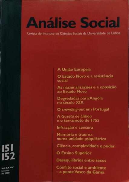 ANÃLISE SOCIAL, REVISTA DO INSTITUTO DE CIÃŠNCIAS SOCIAIS DA UNIVERSIDADE DE LISBOA, N.Âº 151-152, 2000.