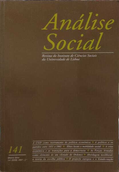ANÃLISE SOCIAL, REVISTA DO INSTITUTO DE CIÃŠNCIAS SOCIAIS DA UNIVERSIDADE DE LISBOA, N.Âº 141, 1997.