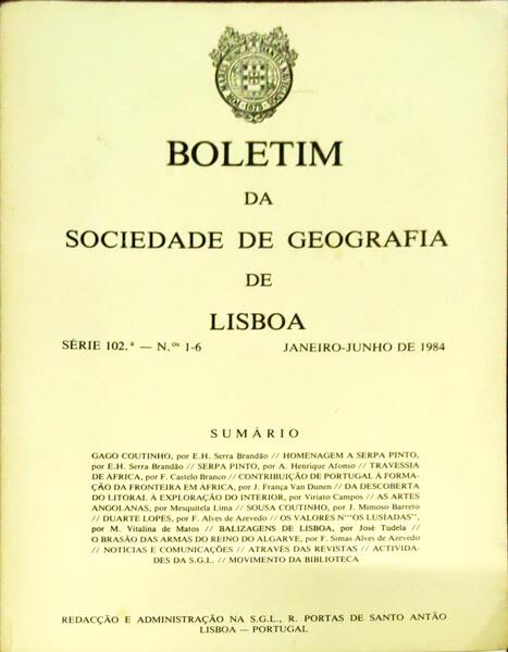 BOLETIM DA SOCIEDADE DE GEOGRAFIA DE LISBOA, N.Âº 1-6, JANEIRO-JUNHO 1984.