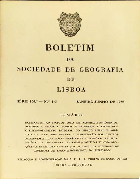 BOLETIM DA SOCIEDADE DE GEOGRAFIA DE LISBOA, N.Âº 1-6, JANEIRO-JUNHO 1986.