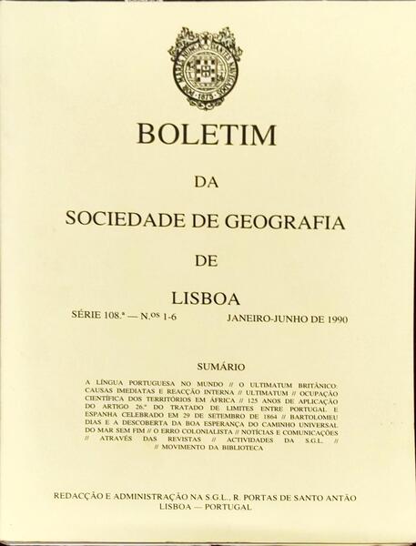 BOLETIM DA SOCIEDADE DE GEOGRAFIA DE LISBOA, N.Âº 1-6, JANEIRO-JUNHO 1990.