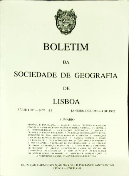 BOLETIM DA SOCIEDADE DE GEOGRAFIA DE LISBOA, N.Âº 1-12, JULHO-DEZEMBRO 1992.