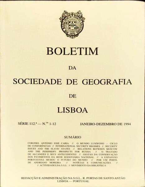 BOLETIM DA SOCIEDADE DE GEOGRAFIA DE LISBOA, N.Âº 1-12, JANEIRO-DEZEMBRO 1994.