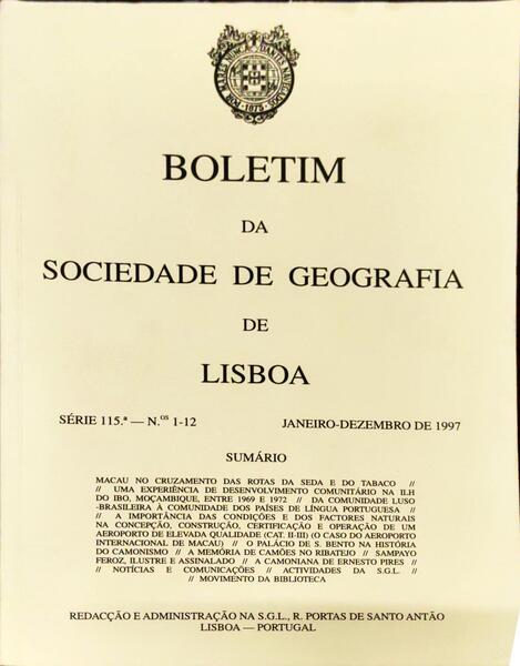 BOLETIM DA SOCIEDADE DE GEOGRAFIA DE LISBOA, N.Âº 1-12, JANEIRO-DEZEMBRO 1997.